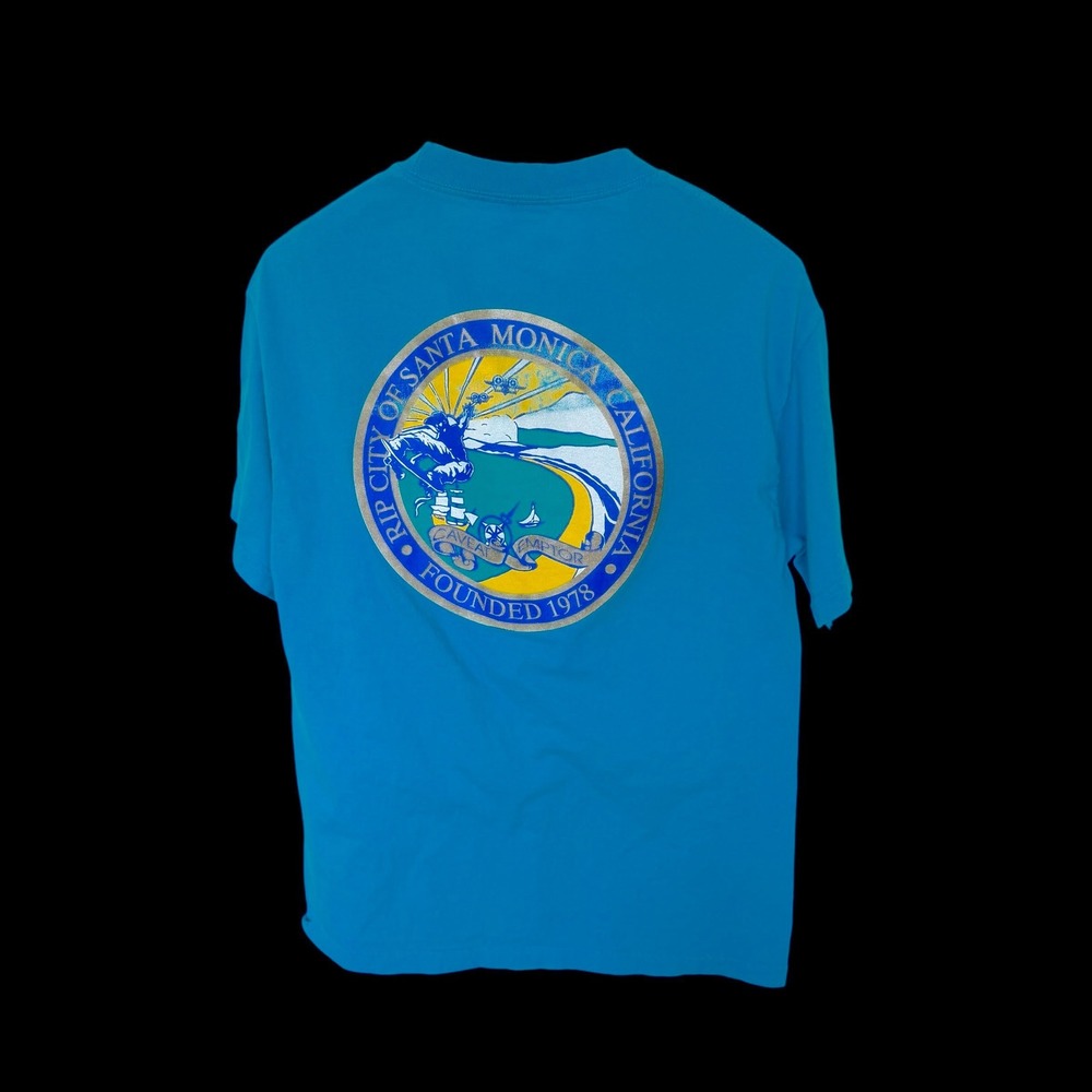 Santa Monica Airlines SMA Skate T-Shirt Mens Large Blue Rip City Graphic Tee